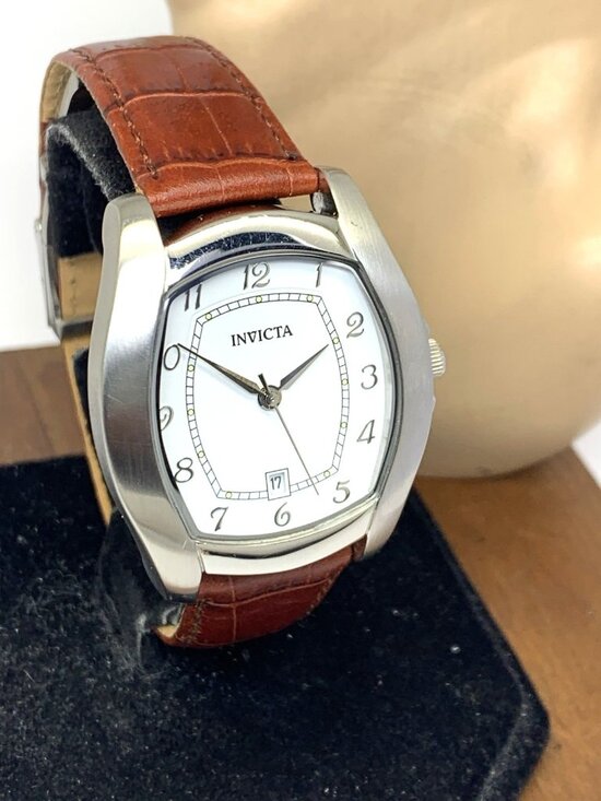 Invicta Unisex Watch 9444 Quartz White Dial Brown Leather Band 35mm main image 10